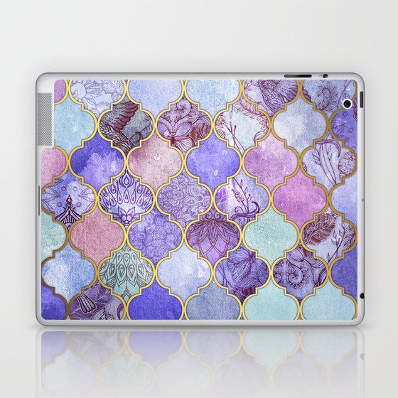 Royal Purple, Mauve & Indigo Decorative Moroccan Tile Pattern Laptop & iPad Skin
