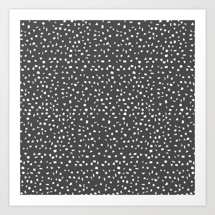 Black & White Stars & Shapes Art Print