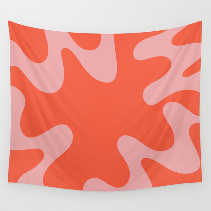 Wavy Land - Pink And Red Wall Tapestry