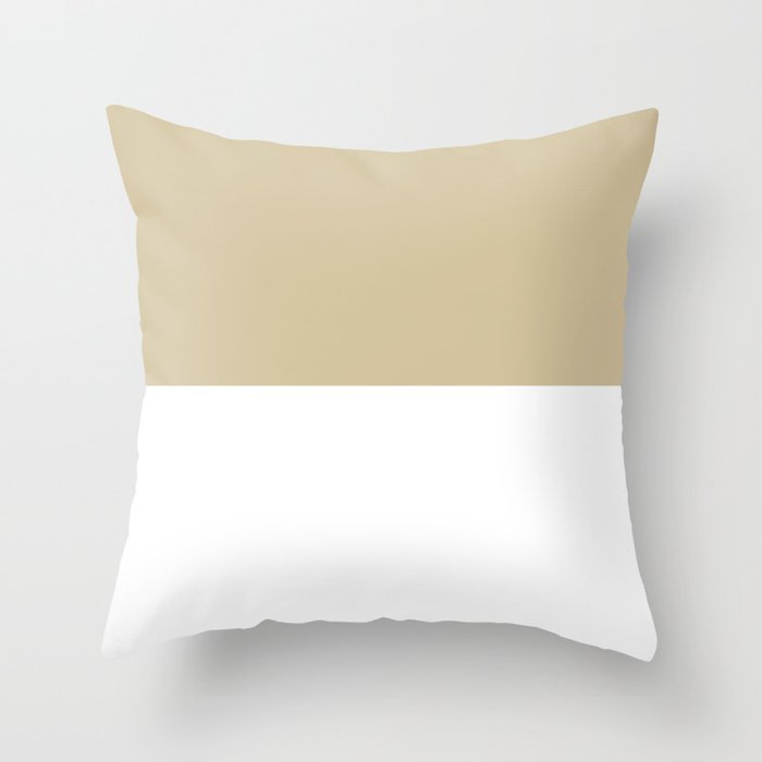 Vintage Beige And White Split in Horizontal Halves Throw Pillow