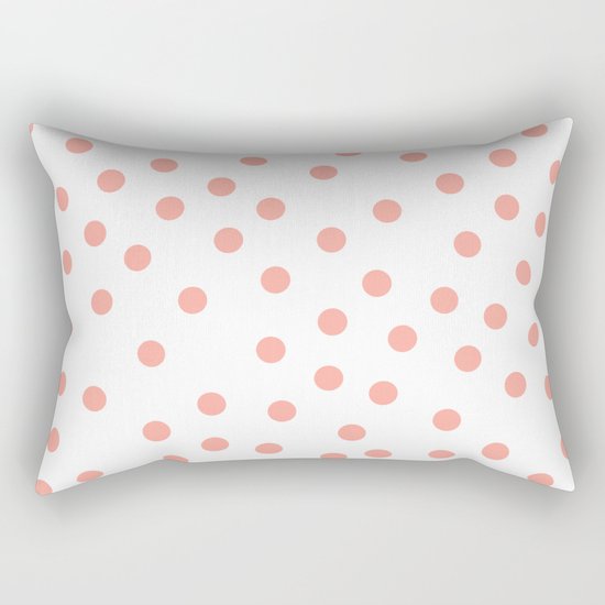 Simply Dots in Salmon Pink on White Rectangular Pillow