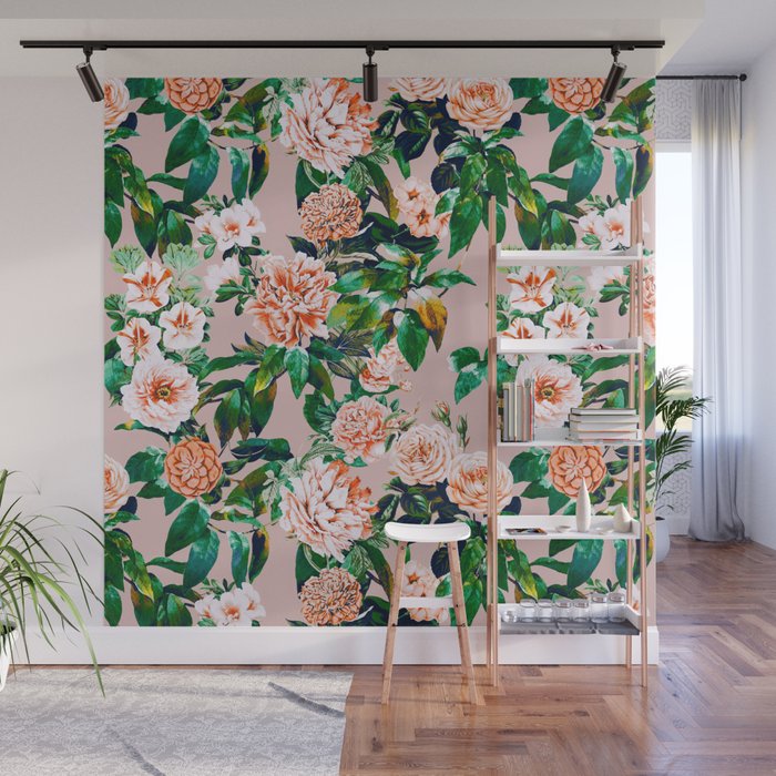 Pink garden Wall Mural by mmartabc Society6