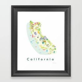 Illustrated Map of California Framed Art Print