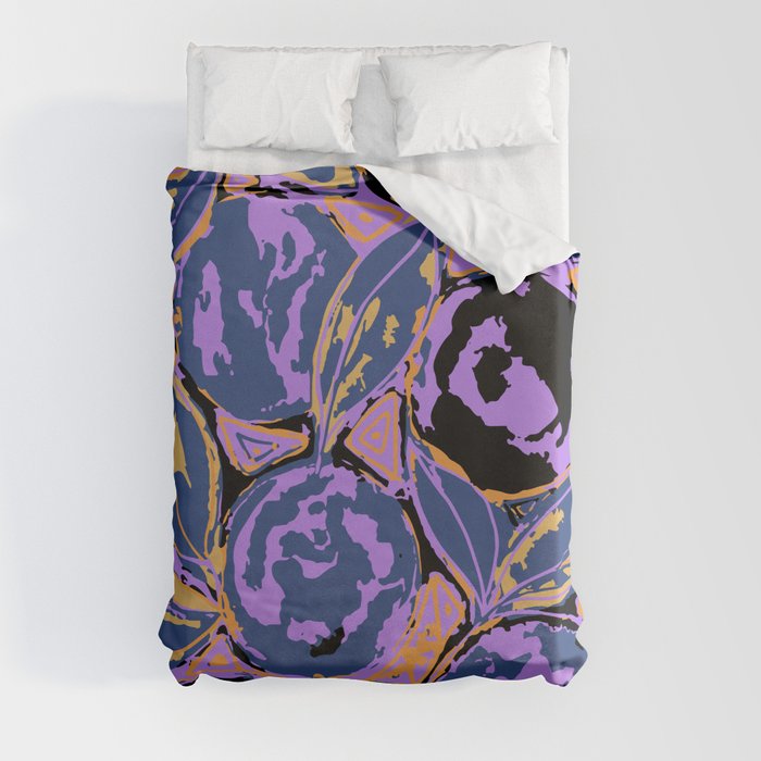 Purple Fruit Abundance - Vector. Duvet Cover