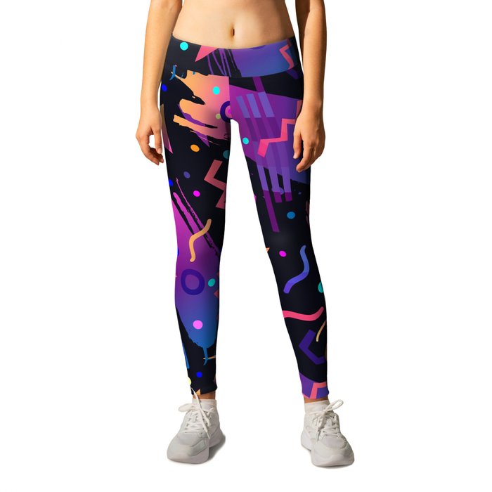 Retro vintage 80s or 90s fashion style abstract pattern Leggings