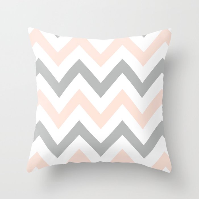 PEACH GRAY CHEVRON Throw Pillow by n a t Society6