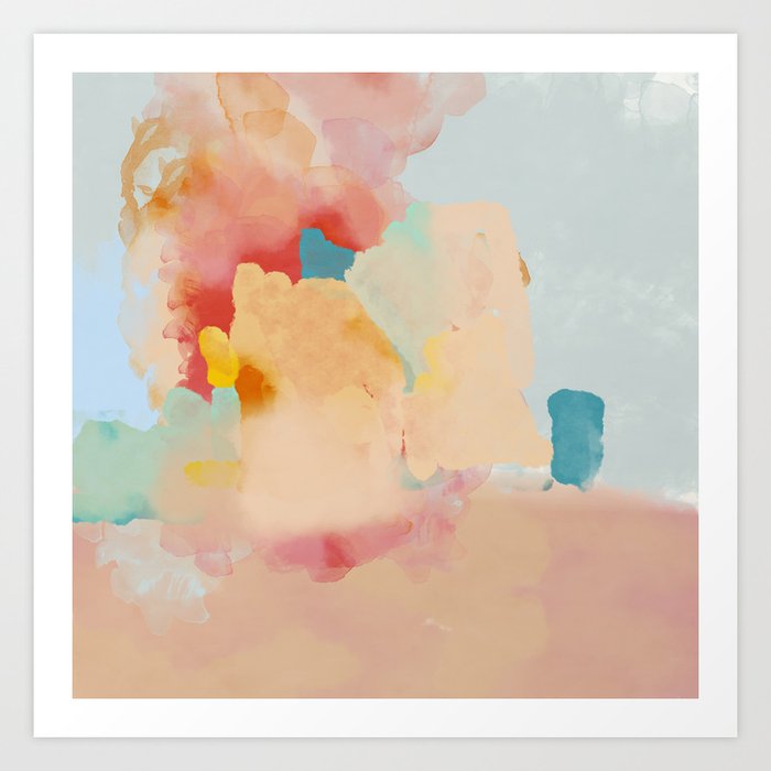 peachy landscape abstract Art Print