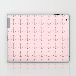 Blush Pink Rose Gold Nautical Anchors Laptop Skin