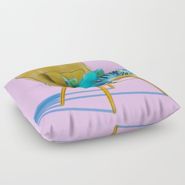 Animals In Chairs 12 Cats Floor Pillow By Donnadavisart Society6