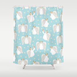 Angels, Snowflakes and Stars Shower Curtain