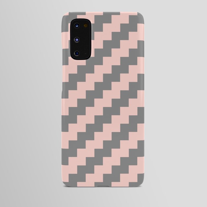 Pink Salt and Gray Diagonal Chevrons Android Case