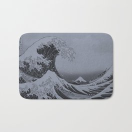 Silver Japanese Great Wave off Kanagawa by Hokusai Bath Mat | Tidalwave, Rushingwater, Waves, Silver, Classic, Kanagawa, Tsunami, Silverwave, Silvertsunamiwave, Japanese 