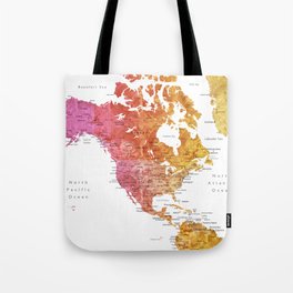 Rainbow watercolor world map with cities "Phoenix"  Tote Bag