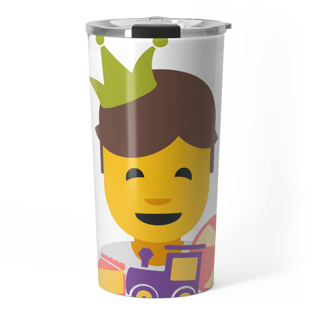 Boy Emoji Funny Nursery Cartoon Drawing Design Travel Mug by themingdesigns