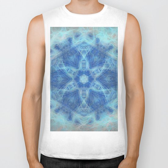 Wispy fairy kaleidoscope in blue Biker Tank