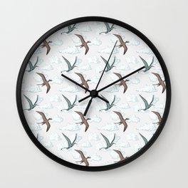 SKY DINOS Wall Clock | Pteradactyl, Jurasic, Birds, Skydino, Digital, Watercolor, Clouds, Kidfriendlydecor, Cute, Sky 