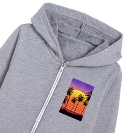 Tropical Sunset Synthwave Kids Zip Hoodie