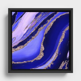 Lapis Blue and Lavender Flow Framed Canvas