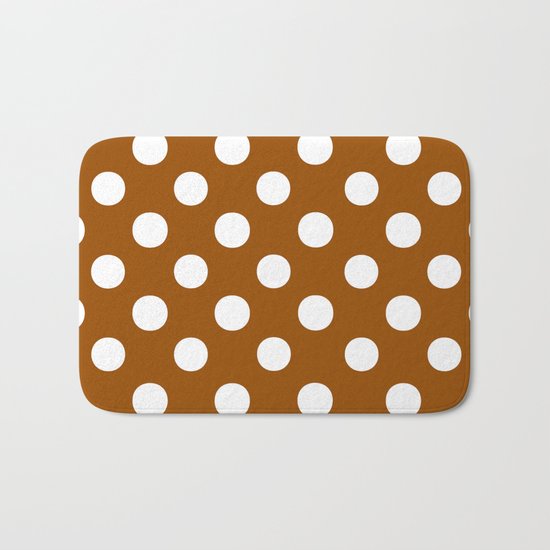 Polka Dots (White/Brown) Bath Mat