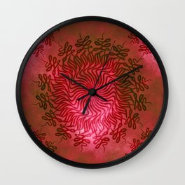 Mandala vibes 5. Wall Clock | Red, Graphicdesign, Mandala, Kaleidoscpic, Burgundy, Kaleioscope 