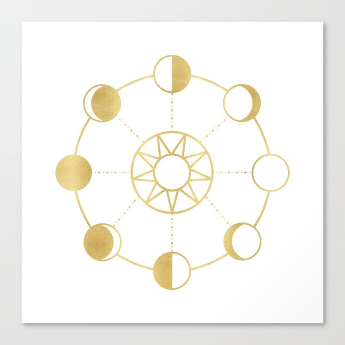 Gold Moon and Sun Phases Canvas Print
