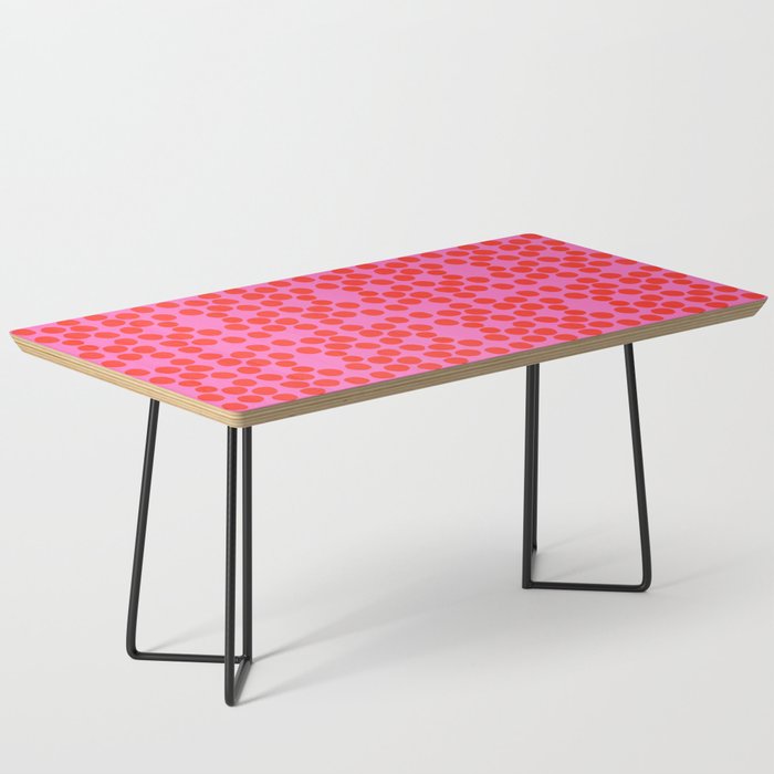Big Red Dots On Hot Pink Eye Design Mid-Century Modern Scandi Bold Bright Polka Dots Pattern Coffee Table
