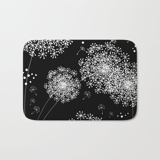 DANDELION SNOWFLAKE BLACK Bath Mat