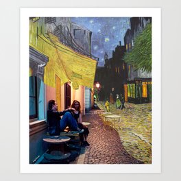 Van Gogh's Café Terrace at Night and Before Sunrise Art Print
