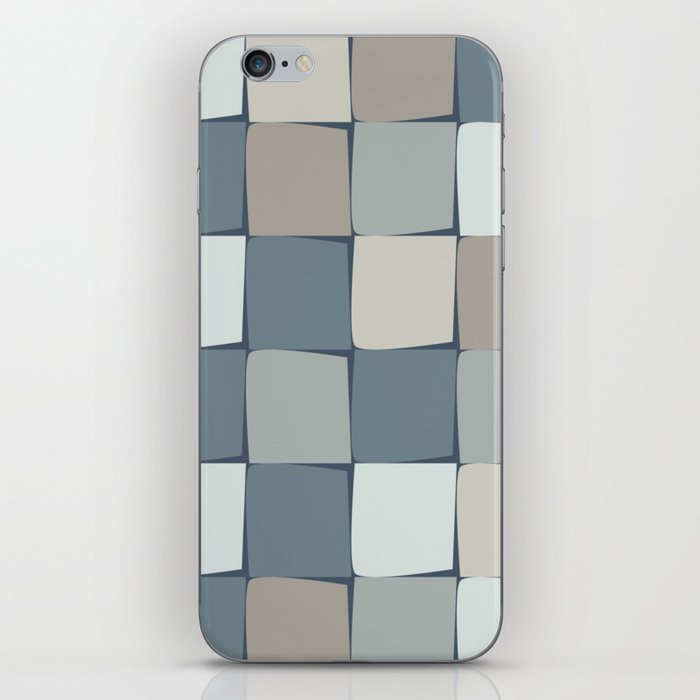 Flux Check Grid Pattern in Neutral Blue Gray Tones iPhone Skin