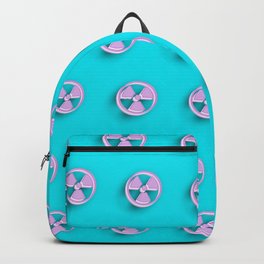 Radiation sign, Radiation symbol, Turquoise blue Backpack | Caution, Contaminate, Atomic, Power, Atom, Roentgen, Radioactivity, Badge, Threat, Pollutant 