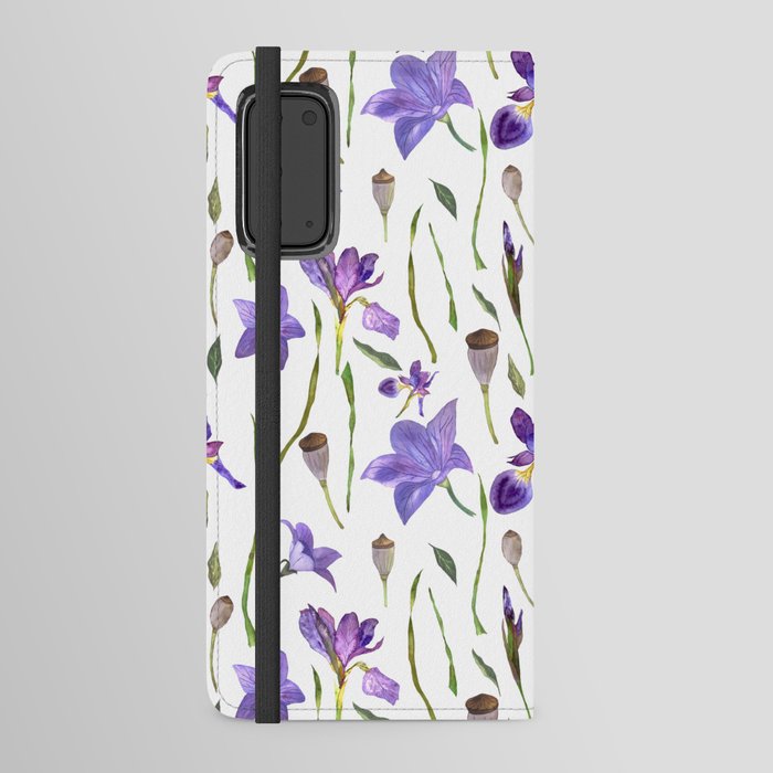 purple iris watercolor pattern Android Wallet Case