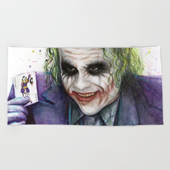 Joker Why So Serious Watercolor Beach Towel