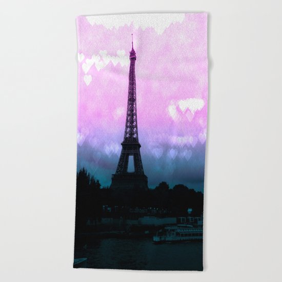Paris Eiffel Tower : Lavender Teal Beach Towel