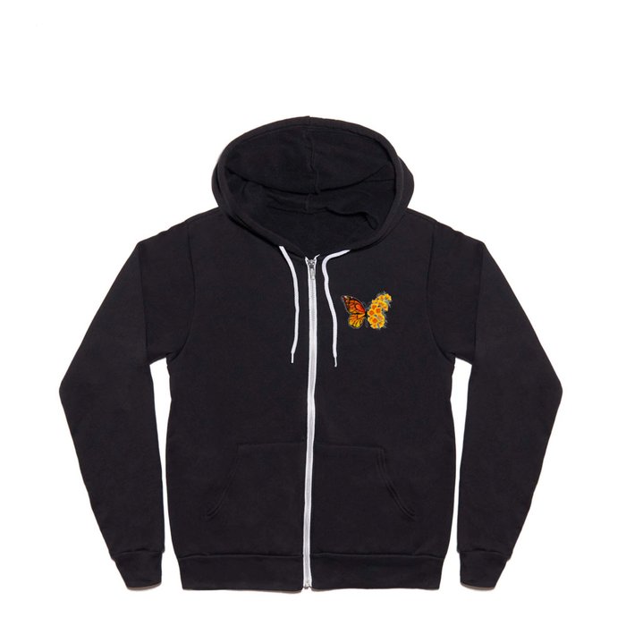 Flower Butterfly with Yellow California Poppy Full Zip Hoodie