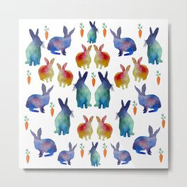 Rabbit’s Heaven Metal Print | Rabbit, Easter, Rabbitspattern, Watercolor, Drawing, Colorfulrabbits, Cute, Rabbitart, Aniamls, Easterdesign 