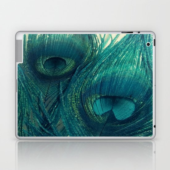 Teal Peacock Feathers Laptop & iPad Skin