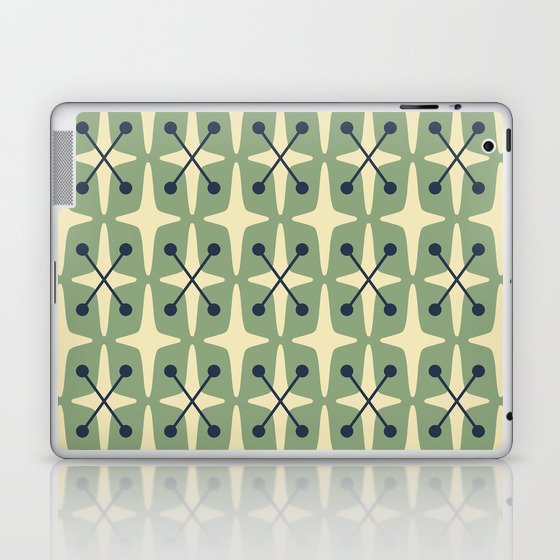 Mid Century Modern Star Pattern 541 Sage Green Laptop & iPad Skin