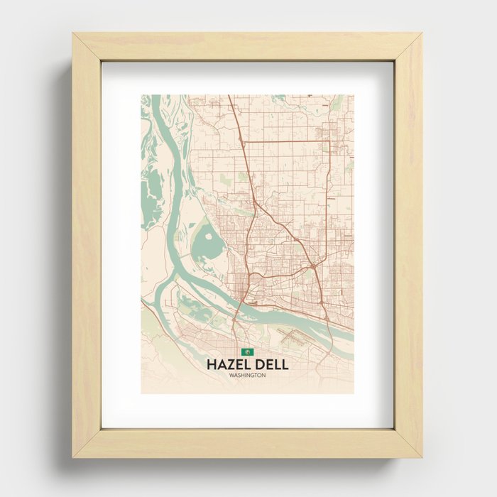 Hazel Dell, Washington, United States - Vintage City Map Recessed Framed Print