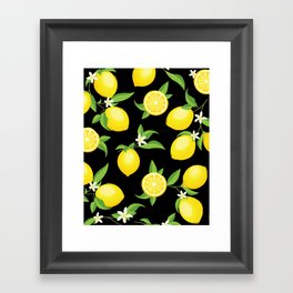 You're the Zest - Lemons on Black Framed Art Print