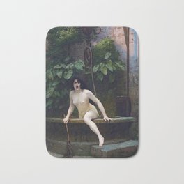 TRUTH COMING OUT OF HER WELL TO SHAME MANKIND - JEAN-LEON GEROME Bath Mat | Nature, Feminism, Witch, Nudewoman, Floral, Green, Portrait, Nude, Truth, Arthistory 