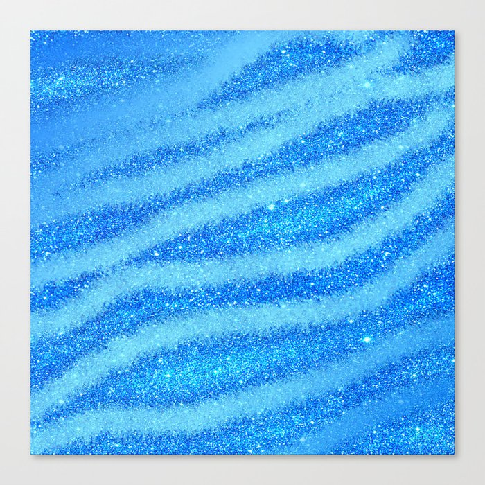 Light Blue Glitter Zebra Magic Collection Canvas Print