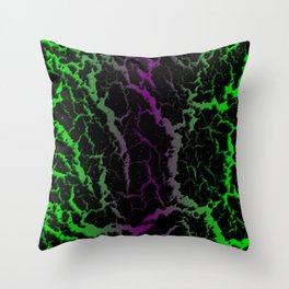 Cracked Space Lava - Green/Purple Throw Pillow