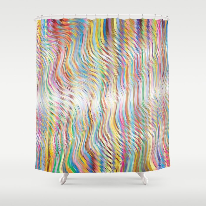 Rainbow Chromatic Ripple. Shower Curtain