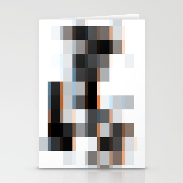 geometric pixel square pattern abstract background in brown black and white Stationery Cards