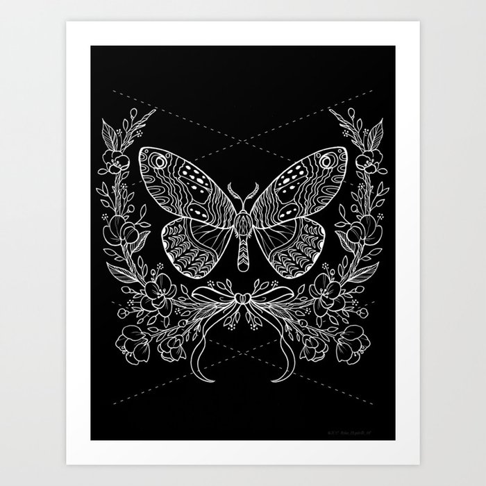 Moth Floral Art Print
