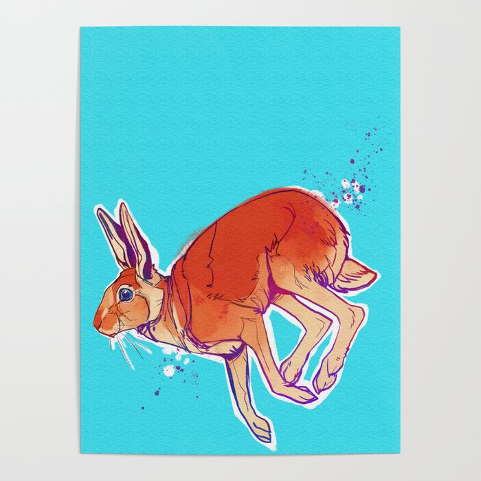 Blue Desert Hare Poster