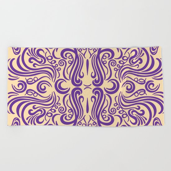 Vintage Ornaments Violet Beach Towel