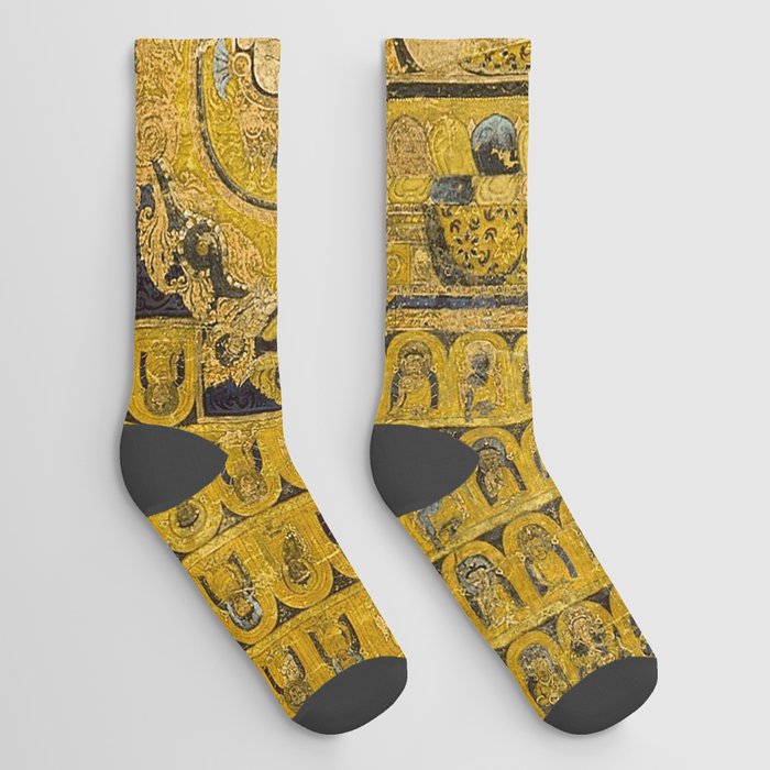 Golden Buddha Vairochana Thangka Mandala Socks