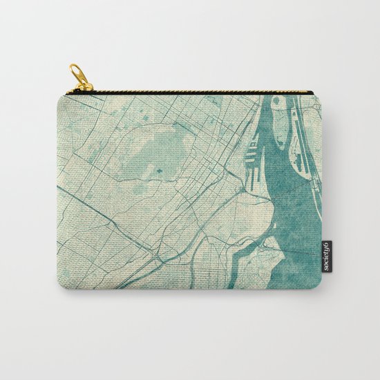 Montreal Map Blue Vintage Carry-All Pouch