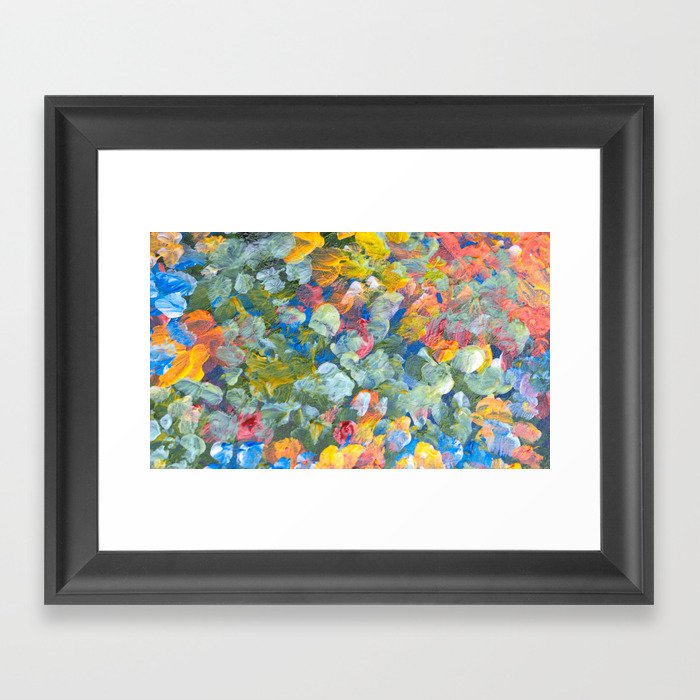 Abstract dot smear brush stroke acrylic and watercolor painting. Color texture background.  Framed Art Print